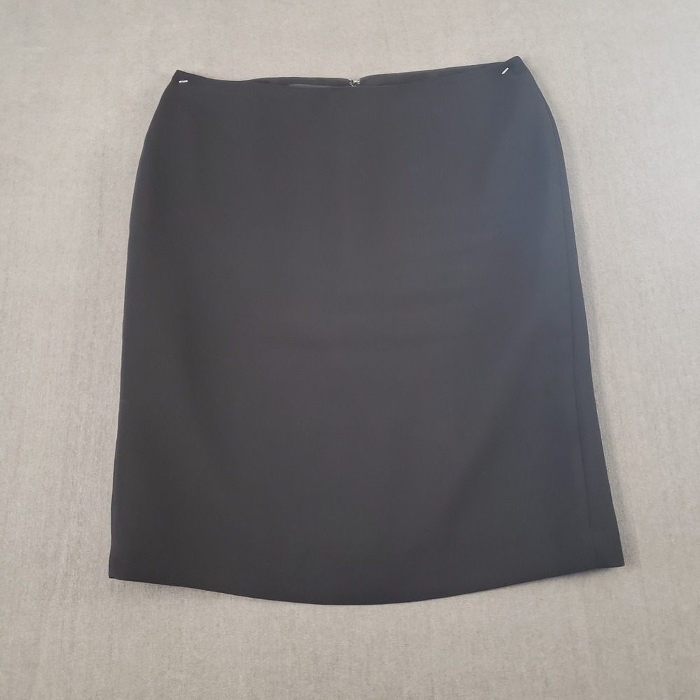 Talbots Skirt Womens Size 16 Black Acrylic Pencil Lined Back Zip Knee Length